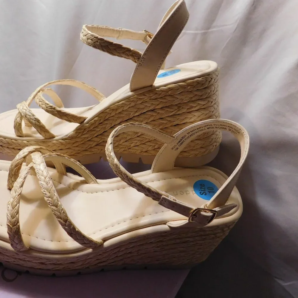 Madden Girl Vault J Platform Wedges Natural Color Size 10 Woman's NEW